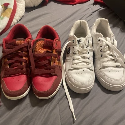 Dc Shoes Red And White Both 7 Wide Ladies New  2 Pairs - Image 1 of 4