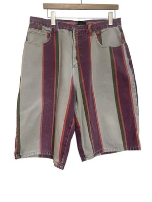 Vintage Cross Colour Jeans Shorts Size 34 Jorts Striped 90s Baggy Y2K Hip Hop - Image 1 of 4
