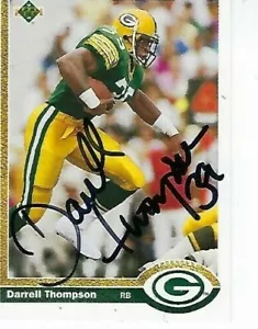 Cubierta superior #672 1991 firmada por Darrell Thompson - Green Bay Packers - Imagen 1 de 1