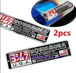 2PCS Motorcycle Exhaust Pipe Sticker Heat-resistant Yoshimura Emblem Decal - Bild 1 von 3