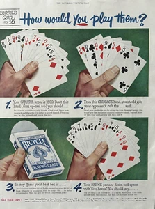 Bicycle Playing Cards Canasta Bridge US Playing Card Co Vintage Print Ad 1950 - Picture 1 of 1
