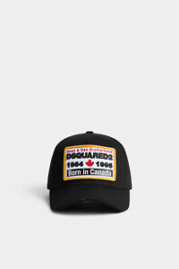 DSQUARED2 Patch Baseball Cap in Black Cotton $210