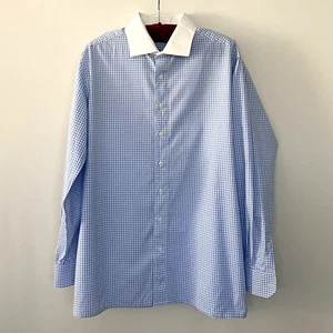 Moda Georgio Custom Shirts Phoenix Shirt Blue White Checks Size See Description - Picture 1 of 9