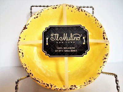 Juego de Cuencos de Melamina IL MULINO, AMARILLO RÚSTICO, Pequeño, Ensalada, Cereal, NUEVO X 4 Foto 1 de 4