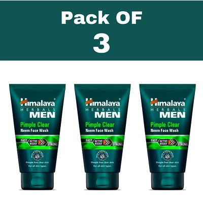 3 X Himalaya Men Pimple Clear Neem Face Wash Active Boost - 50ml - Image 1 of 4