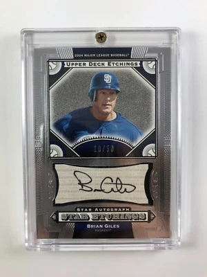 2004 Upper Deck Etchings Brian Giles Auto #'d 10/50 - San Diego Padres - Изображение 1 из 2