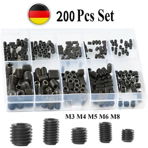 200tlg Madenschrauben Gewindestifte Set Sortiment M3 M4 M5 M6 M8 Edelstahl DE - Bild 1 von 8
