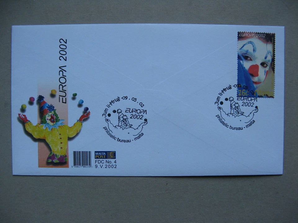 MALTA, cover FDC 2002, Europe circus clown juggler - Image 1 of 1