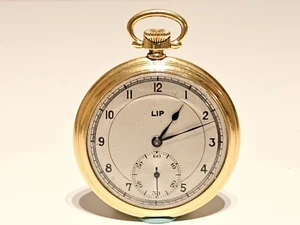 OROLOGIO MECCANICO DA TASCA UOMO VINTAGE WW2 LUSSO PLACCATO ORO 48mm FRANCIA "LABBRO" - Foto 1 di 15