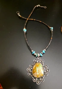 Vintage Virgil Reeder gestempelt Türkis Halskette - gebraucht - Bild 1 von 2