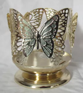 Bath & Body Works 3-Docht 14,5 Unzen Kerzenhülle Halter GOLD Dimension SCHMETTERLING - Bild 1 von 4