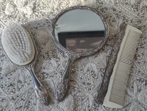Vintage 3 Piece Silver Plated Vanity Set. BJB - Picture 1 of 12
