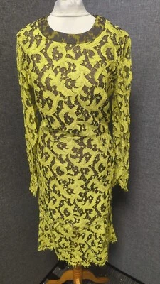 Erdem Ladies Lace Overlay Dress Brown/Lime UK 10 Ln044 PP 07 - Image 1 of 4