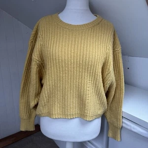 LouLou Studio Jumper Size M Yellow Cropped Wool Blend Ribbed Knit Sweater Vivara - Picture 1 of 9