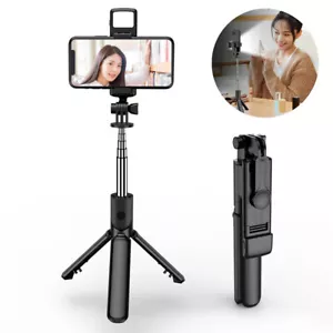 Wireless Selfie Stick Stativ mit LED Fülllicht Fernbedienung für iPhone 14 13 12 - Bild 1 von 15