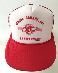 Pontiac Chevrolet Model Garage Snapback Hat 75th Anniversary Vtg Red Mesh Cap  - Picture 1 of 8