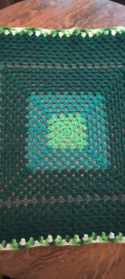 Vtg 60's Handmade Afghan Crochet  3ftX3ft Square Multicolored Blanket - Image 1 of 4