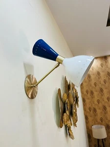 Wall Scone 2 Light Modern Handcrafted Brass Mid Century Stilnovo Wall Light Fixt - Picture 1 of 7