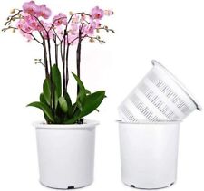 MKOUO SET OF 2 PLASTIC ORCHID POTS 17.8CM INDOOR PLANT POT WITH 2 INNER MESH POT