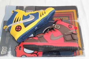 Talla 10 Custom Bull Airs PAR MIXTO de Deadpool Vs Wolverine Dunk High - Imagen 1 de 19