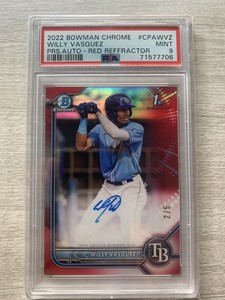 2022 Bowman Chrome Red Ref AUTO /5 Willy Vasquez PSA 9 🔥 Pop 1