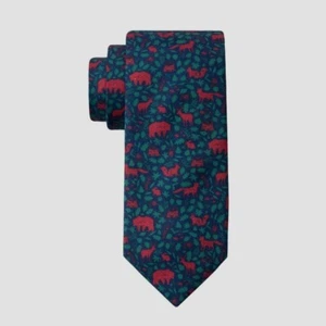 Goodfellow and Co 694 Men's Gentry Red Navy Green Wildlife Necktie - Picture 1 of 1
