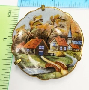 Vintage Limoges Porzellanbrosche - Miniaturteller Geschirr Hof Paar - Bild 1 von 4