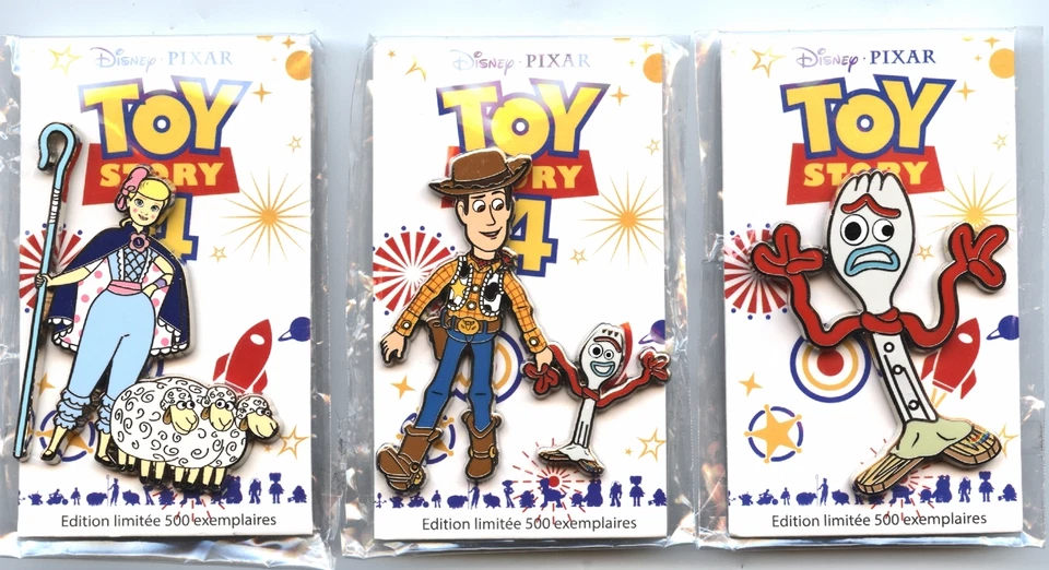 Disneyland Paris - Toy Story 4, 3 Pin Set - Woody, Bo Peep, Forky (LE 500) - Image 1 of 1