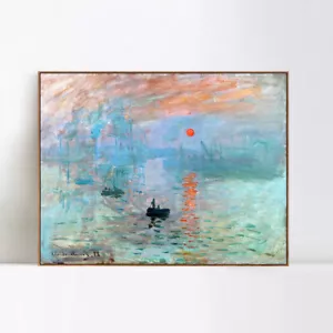 "Impresión de lona enmarcada amanecer de Claude Monet arte de pared decoración del hogar 24""x30" - Imagen 1 de 7