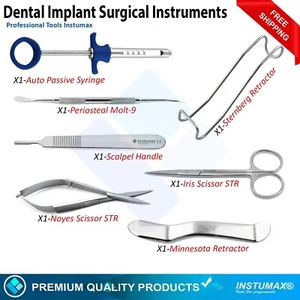 7Pcs Dental Implant Surgery Instruments Kit Aspirating Syringe Mouth Retractors - Picture 1 of 8