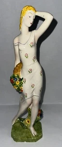 Vintage ZACCAGNINI SIGNIERT & NUMMERIERT Dame mit Blumen ITALIEN PORZELLAN 12,5"" T - Bild 1 von 10
