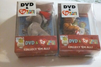 Lote Ty Beanie Baby Shrek DVDs Burro y Gato y Botas 2009 Nuevo en Caja Foto 1 de 4