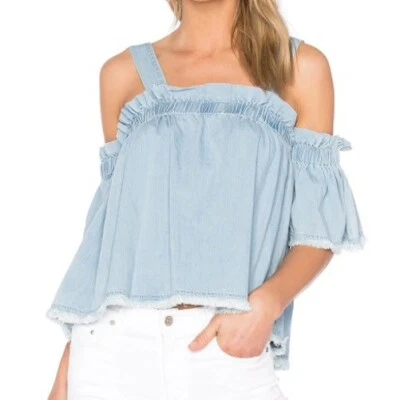 Nueva camiseta sin mangas Central Park West con correa extraíble al hombro azul cambray pequeña Foto 1 de 4