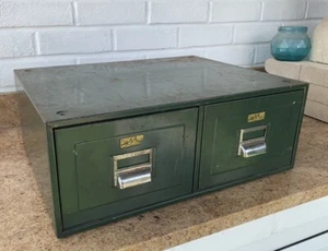 VINTAGE Metal Filing Cabinet/Double Drawers Office Storage By Ennesse - Picture 1 of 7