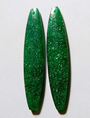 41.70 Cts Natural Green Aventurine Drilled Cabochon Match Pair 53X10.6MM 47 - Image 1 of 3