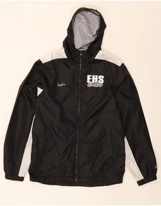 CHAMPION Mens Graphic Hooded Rain Jacket UK 36 Small Black Colourblock DP60 - Picture 1 of 3