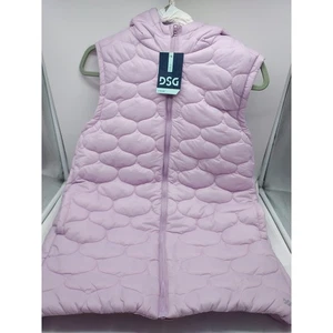 DSG Girls XL Lavender Daydream Puffer Vest Hooded Sleeveless Jacket New - Picture 1 of 6