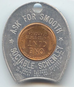 Centavo encapsulado 1951-D, whisky Schenley, buena suerte, pide suave, sociable - Imagen 1 de 2