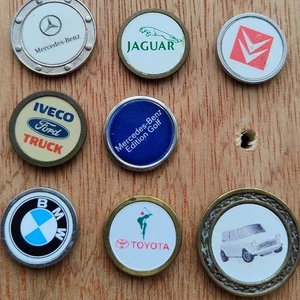 2 Each - Car Related Golf Ball Markers BMW Jaguar Mercedes Rover Mini. Vintage N - Photo 1/2