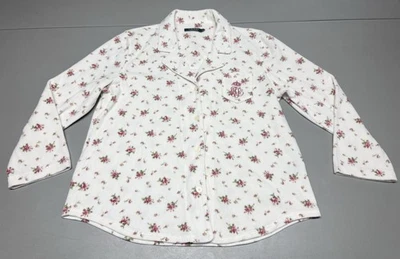 Camisa Floral Lauren Ralph Lauren Top Abotonada Blanco/Rosa Rosas Talla XL Suave Foto 1 de 4