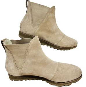 Sorel Harlow Stiefeletten 11 Damen niedriger Absatz beige Wildleder chelsea zum Überziehen NEU - Bild 1 von 8
