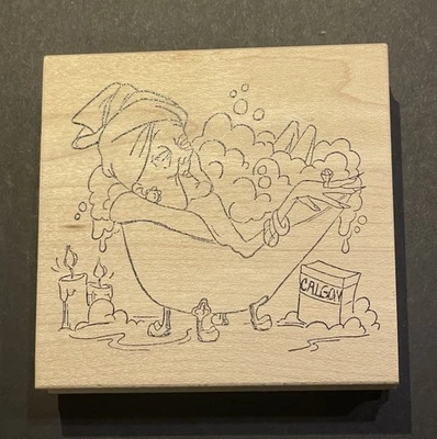 Art impressions Edna Soakin’ Bathtub Rubber Stamp P-1760 Golden Oldies Calgon - Imagem 1 de 4