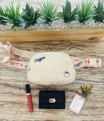 Hello Kitty 50th Anniversary x Los Angeles Dodgers Sherpa Fanny Pack. NEW. RARE - Image 1 of 4
