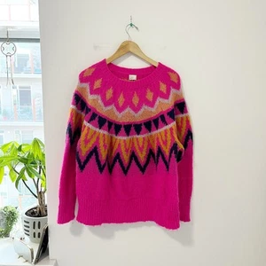 A New Day Pink Print Fuzzy Sweater Size 2X - Picture 1 of 5