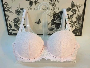 Victoria Secret PINK Wink Push-Up Balconette Lace Bra 34B Pink Tulip (60209) - Picture 1 of 10