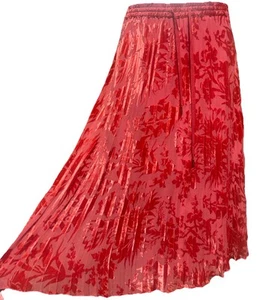 Whistles Harlow Pink Devore Velvet Pleated Skirt Whimsigoth Elasticated Size 10 - Picture 1 of 10