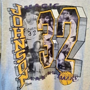 Vintage 1990 Magic Johnson #32 Los Angeles Lakers T-Shirt – Salem Sportswear – M - Picture 1 of 10