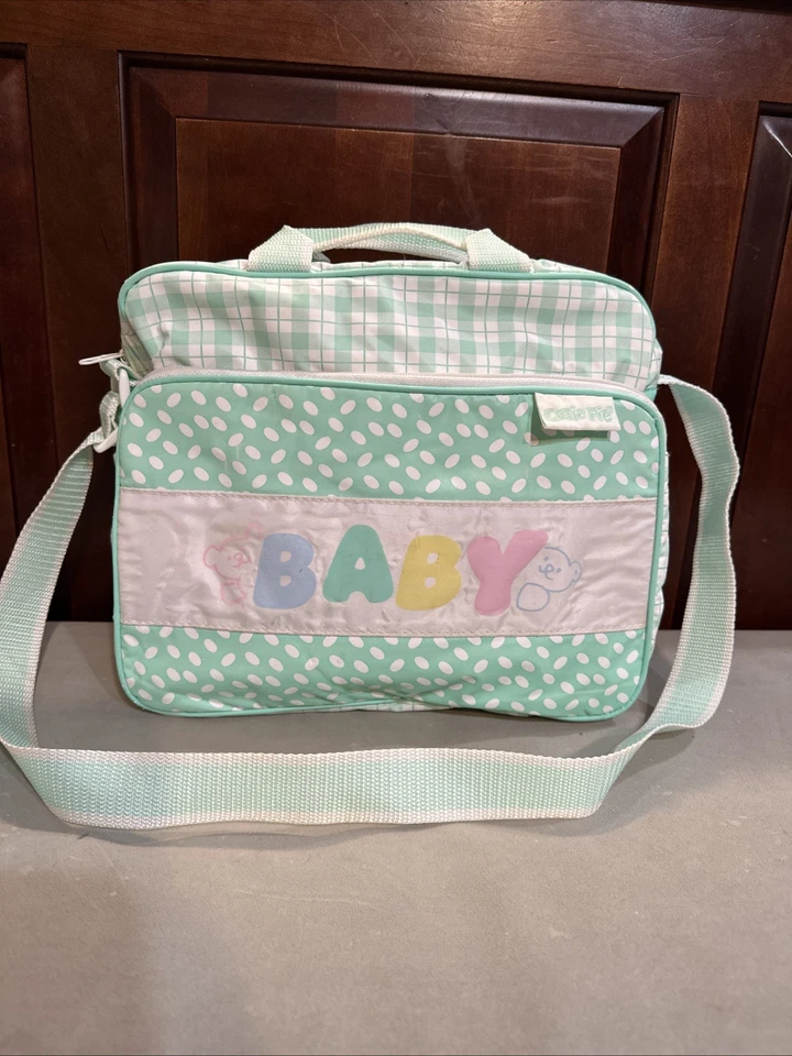 Bolso de bebé Cutie Pie vintage con asas y correa 10x12 verde menta Foto 1 de 4