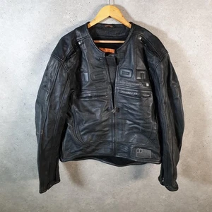 Vintage Icon Motorhead Armoured Motorbike Leather Biker Jacket Mens XL Black - Picture 1 of 8