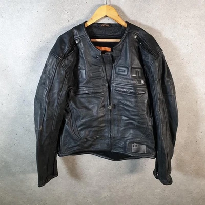 Vintage Icon Motorhead Armoured Motorbike Leather Biker Jacket Mens XL Black - Image 1 of 4